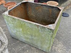 Vintage galvanised water tank and a bench vice (2)