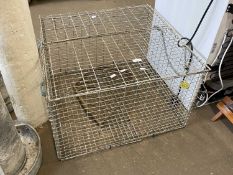 Metal poultry cage and an iron corner hay rack (2)
