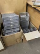 Mixed Lot: Various office filing boxes, small metal chest of drawers, waste paper bins etc