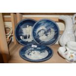 Three Lapis blue Incolay cameo stone collectors plates (3)