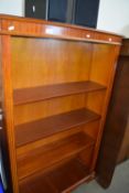 Modern mahogany veneered open bookcase