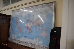 Large framed map of the World