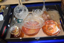 Mixed Lot: Glassware to include Carnival Glass, candlesticks, fruit bowls etc