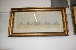 Coloured racing print At Speed, gilt framed