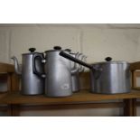 Large Crown Merton metal saucepan and lid together with three similar coffee pots