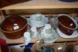 Two stone ware tureens and covers together with a small quantity of assorted tea wares and other