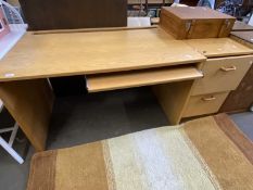Light wood office desk and accompanying filing cabinet (2)