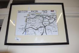 Framed map of British Racing North Norfolk
