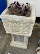 Concrete pedestal garden urn, 77cm high