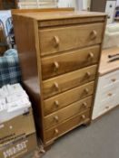 Retro oak six drawer chest