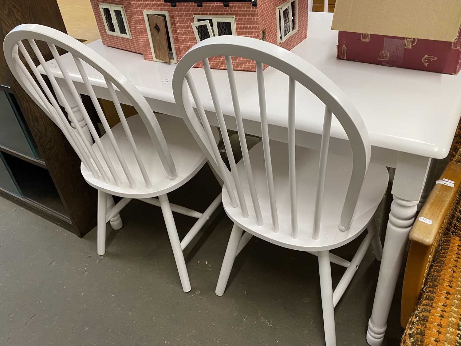 White painted kitchen table and four chairs