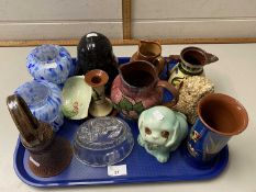 Mixed Lot: Various ceramics and glass wares to include Torquay Pottery wares, pair of marbled