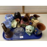 Mixed Lot: Various ceramics and glass wares to include Torquay Pottery wares, pair of marbled