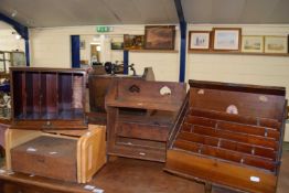 Mixed Lot: Early 20th Century wedge formed desk top stationery box, a further small Edwardian