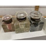 Three vintage ink wells