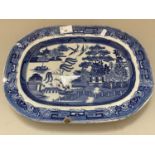 19th Century Willow pattern meat plate