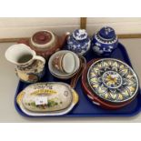 Tray of various assorted 20th Century Oriental ceramics and a champagne ashtray and other items