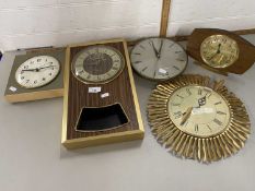 Collection of five vintage Metamec clocks