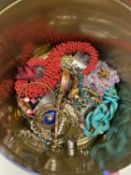 Large tin of assorted costume jewellery