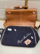 St George by Duffer leather bag together with a Royal Mail bag