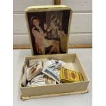 Box of various assorted cigarette cards