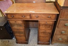 19th Century narrow twin pedestal mahogany veneered desk, 91cm wide