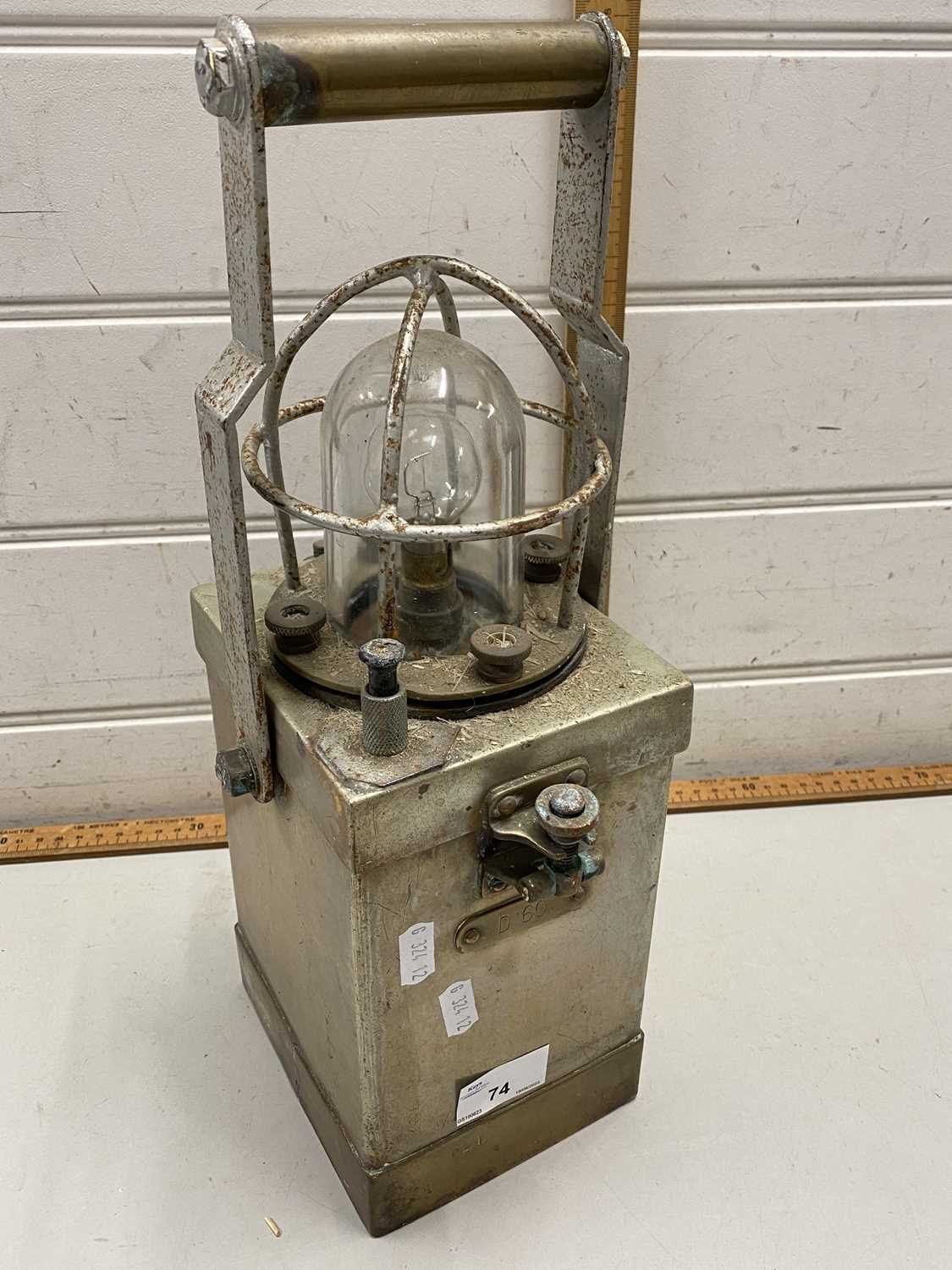 Vintage railway lantern marked 'D60'