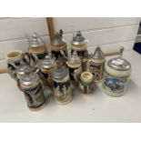 Collection of German beer steins