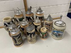 Collection of German beer steins