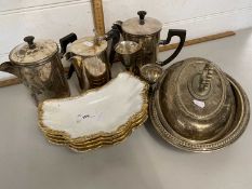 Mixed Lot: Silver plated wares together with crescent formed serving dishes