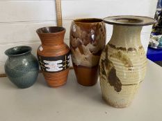 Mixed Lot: Four various Studio Pottery vases