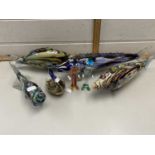 Mixed Lot: Art Glass fish and small Art Glass figures