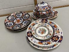 Mixed Lot: Various ceramics to include a pair of Imari type plates, an iron stone sauce tureen and