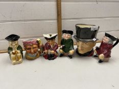 Collection of various character and toby jugs to include Royal Doulton John Peel