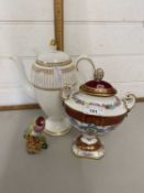 Mixed Lot: 20th Century Dresden double handled vase, a Wedgwood coffee pot and a Beswick bird (3)