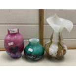 Group of three Art Glass vases