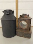 Mixed Lot: Vintage railway lamp marked Lamp Manufacturing and Railway Supplies Ltd, Welch, Patent