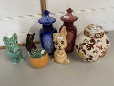 Mixed Lot: Sylvac and Masons pottery to include covered vases, ginger jar, animal ornaments etc
