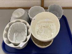 Collection of vintage pottery jelly moulds