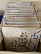 Box of floral decorated tiles