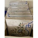 Box of floral decorated tiles