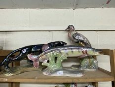 Group of three Jema lustre finish models comprising a Pike, a Puma and a Heron (3)