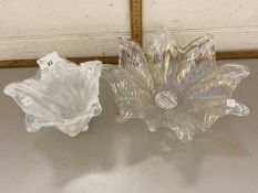 Two glass flower formed bowls