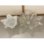 Two glass flower formed bowls
