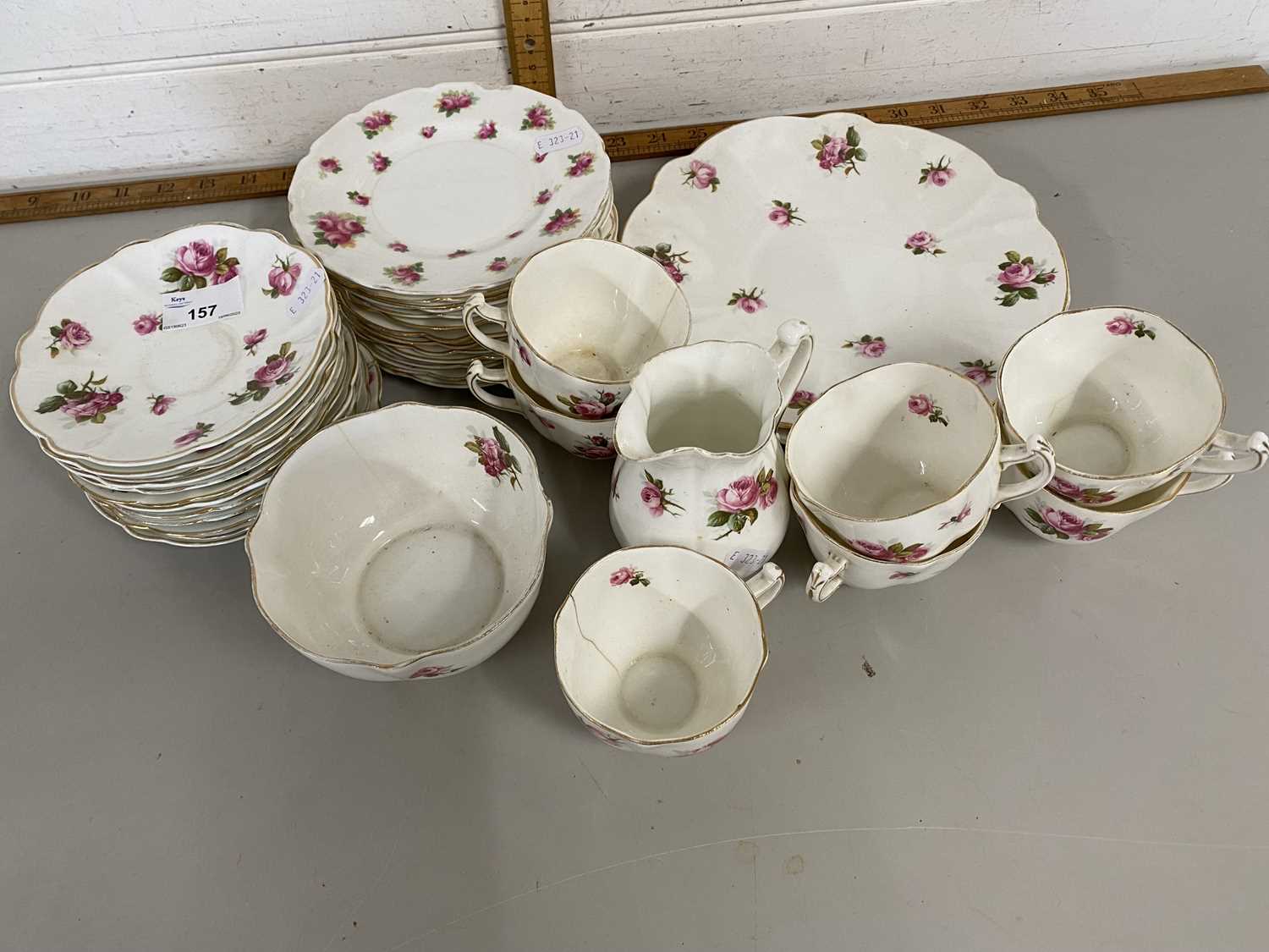 Warings, Oxford Street, London, rose decorated tea wares