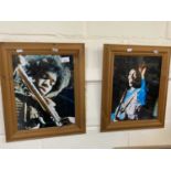 Two framed reproduction photographs of Jimmy Hendrix