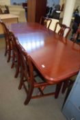 Reproduction pedestal dining table and six chairs
