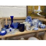 Mixed Lot: Mugs, glass ware, candlesticks, trinket boxes etc