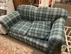 Tartan upholstered two seater sofa