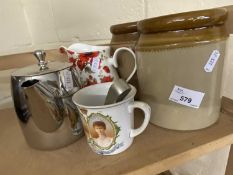 Mixed Lot: Royal commemoratives, two stone ware utensil pots etc